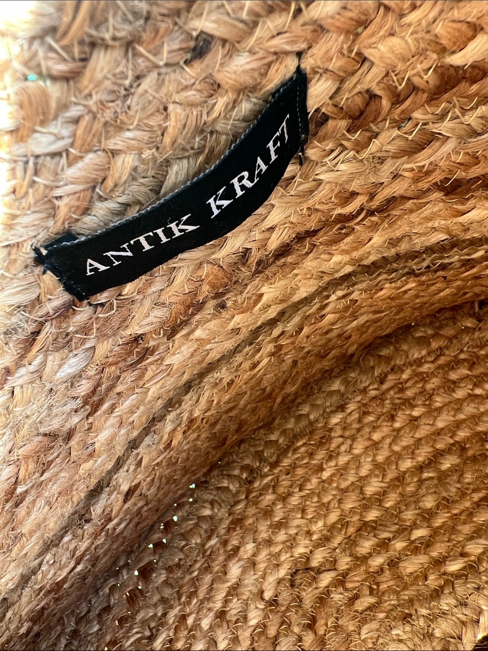 Anthropologie + Antik Kraft Woven Straw Tote Boho Jute Braided Handle Beach bag - Picture 4 of 7